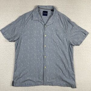 Tommy Bahama‎ Shirt Mens XL Blue AOP Palm Trees Preppy Travel Cruise Luau Relax
